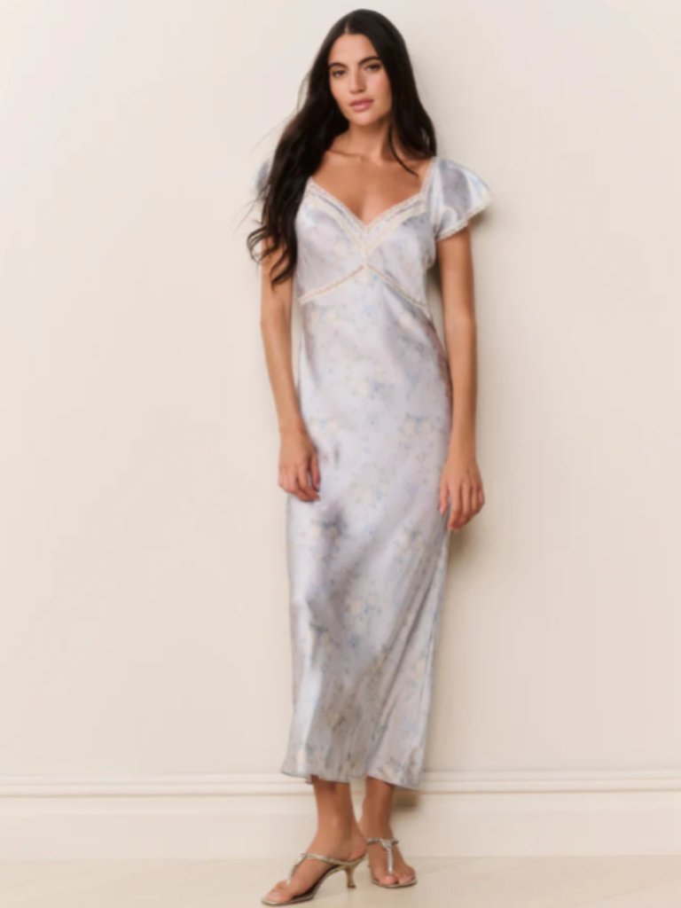 Nwt Loveshackfancy Eline Silk Floral Maxi Dress